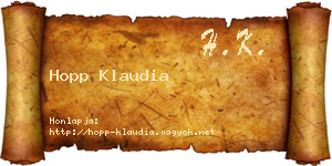 Hopp Klaudia névjegykártya